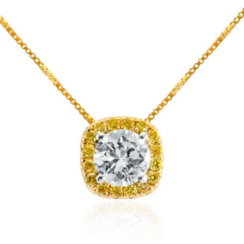 White and Fancy Vivid Yellow Diamond Pendant, SKU 126944 (0.48Ct TW)