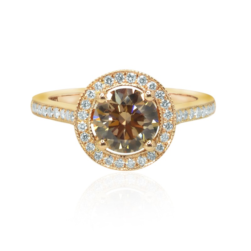 Fancy Brown Diamond Halo Ring, SKU 128396 (1.55Ct TW)
