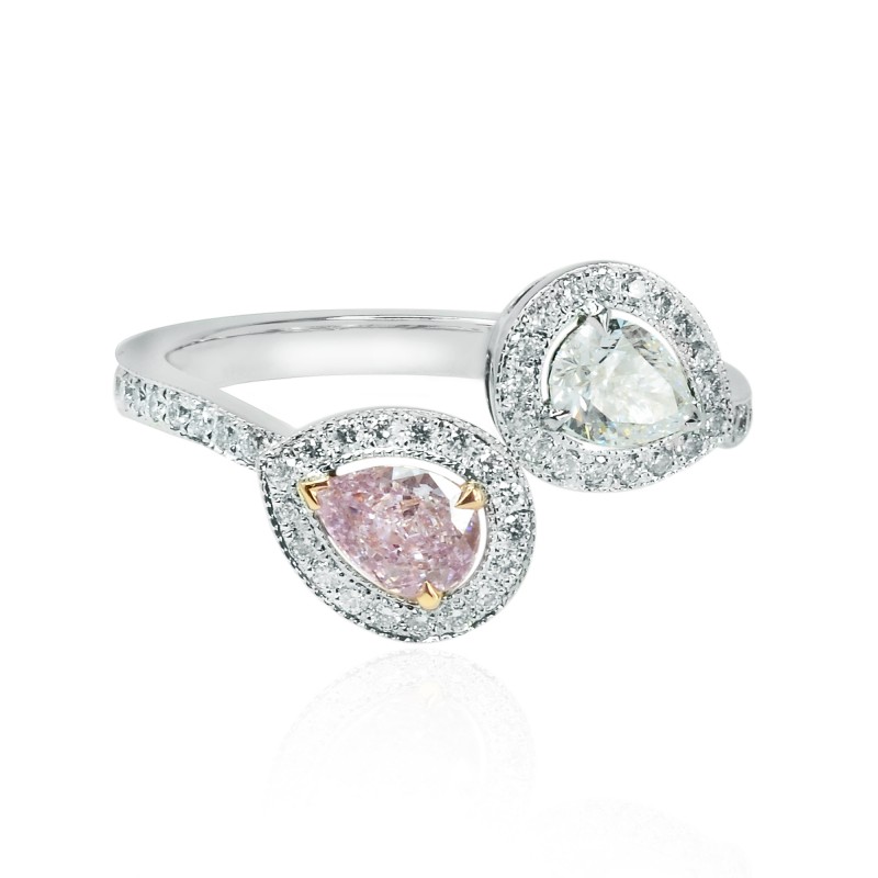 Fancy Pink Purple and Collection Pear Diamond Cross-over Halo Ring, SKU 130589 (1.01Ct TW)