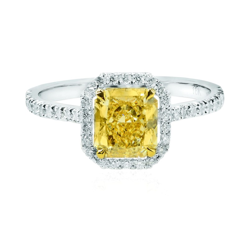 Fancy Brownish Yellow Radiant Diamond Halo Ring, SKU 131231 (2.05Ct TW)