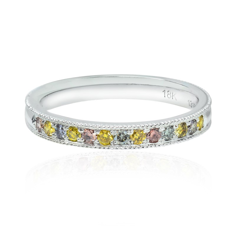 Lilies Collection- Multicolor Diamond Milgrain Band Ring, SKU 131602 (0.24Ct TW)
