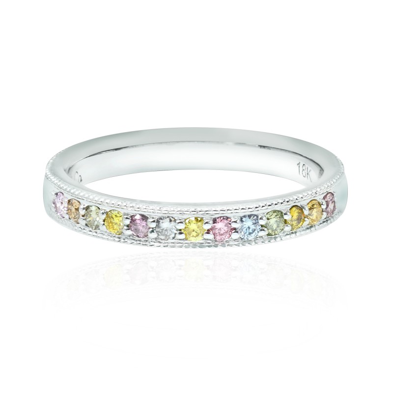 Lilies Collection- Multicolor Diamond Milgrain Band Ring, SKU 131975 (0.21Ct TW)