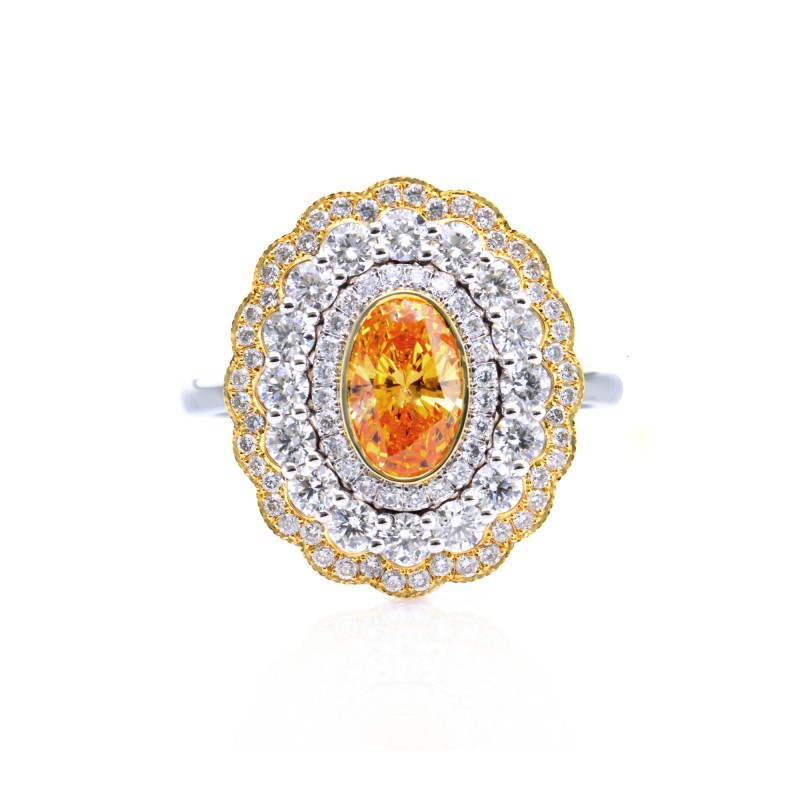 Fancy Vivid Orange Couture Diamond Triple Halo Ring, ARTIKELNUMMER 134010 (1,66 Karat TW)