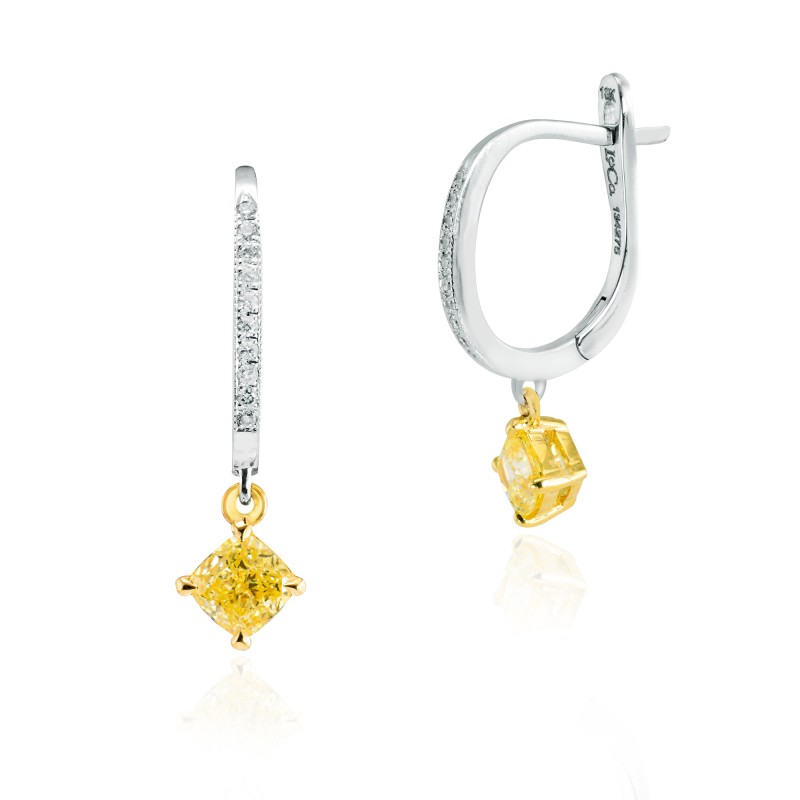 Fancy Intense Yellow Cushion Diamond Drop Earrings, ARTIKELNUMMER 134275 (1,11 Karat TW)