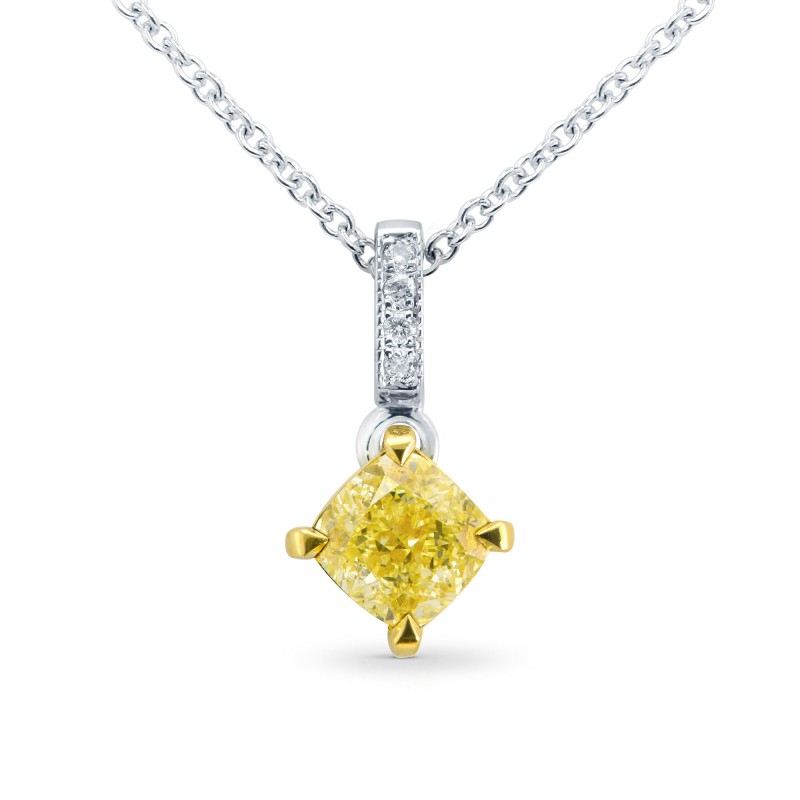 Fancy Yellow Cushion Diamond Drop Pendant, SKU 134283 (0.75Ct TW)