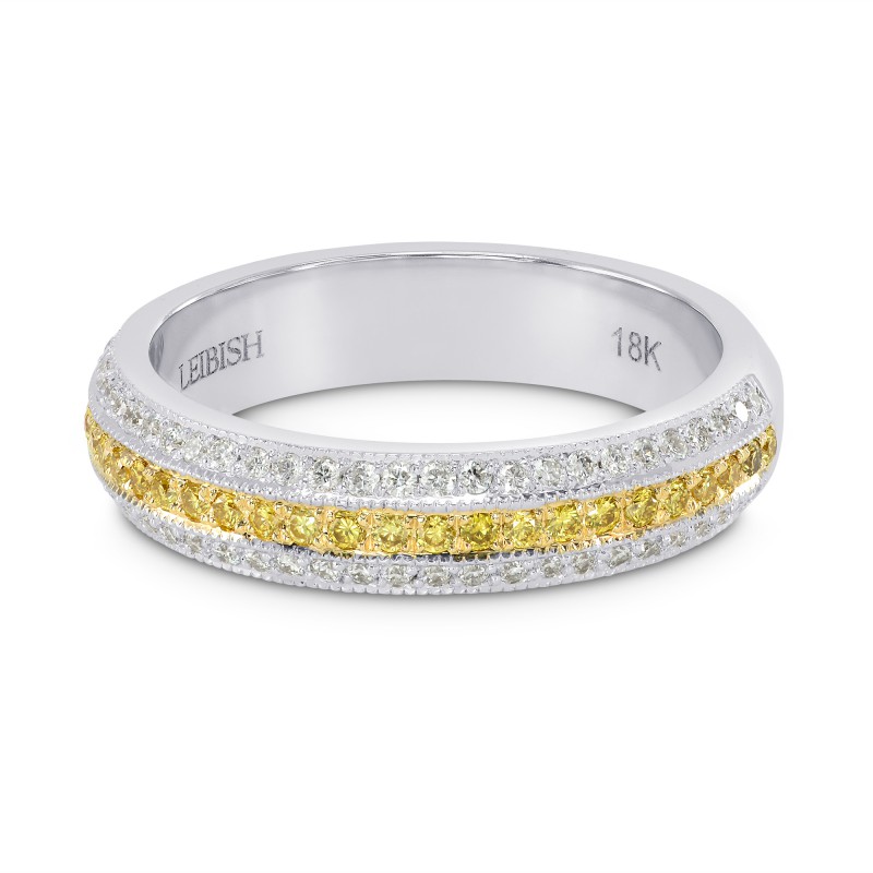 Fancy Intense Yellow and White Pave Diamond Milgrain Band Ring, ARTIKELNUMMER 134306 (0,67 Karat TW)
