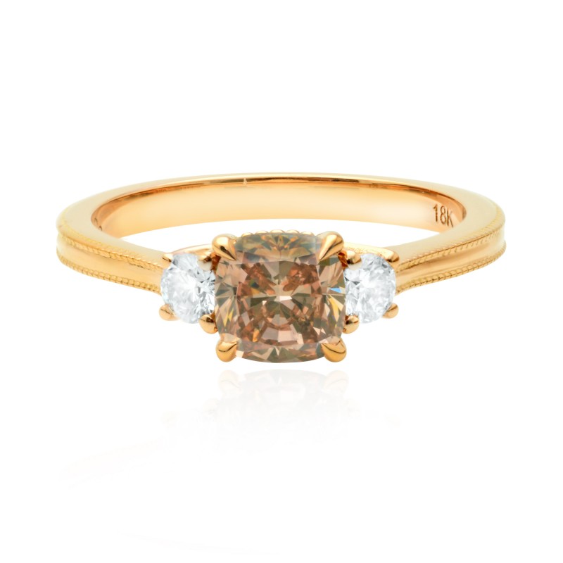 Fancy Deep Brown Diamond 3 Stone Ring, SKU 134388 (1.30Ct TW)