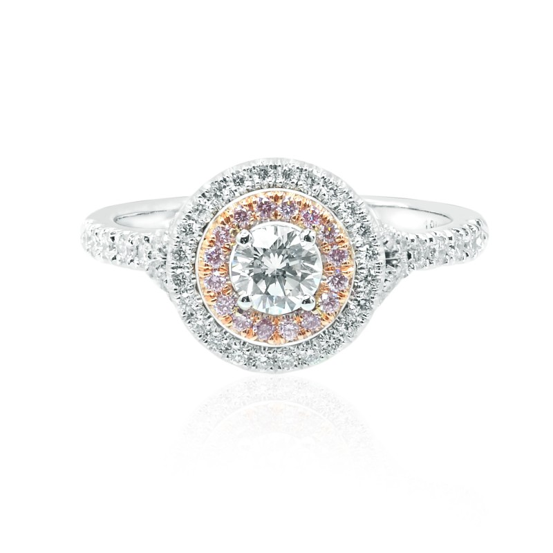 White and Pink double halo diamond ring - Autour Collection, SKU 134571 (0.66Ct TW)