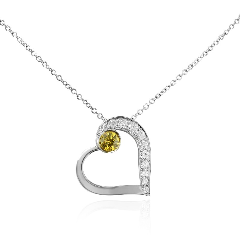 Fancy Intense Yellow and White Diamond Heart Pendant, ARTIKELNUMMER 136117 (0,15 Karat TW)