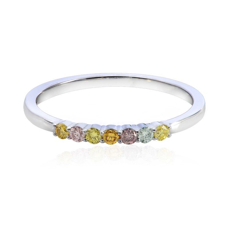 7 Stone Multicolored Diamond Stackable Band Ring, SKU 138119 (0.16Ct TW)