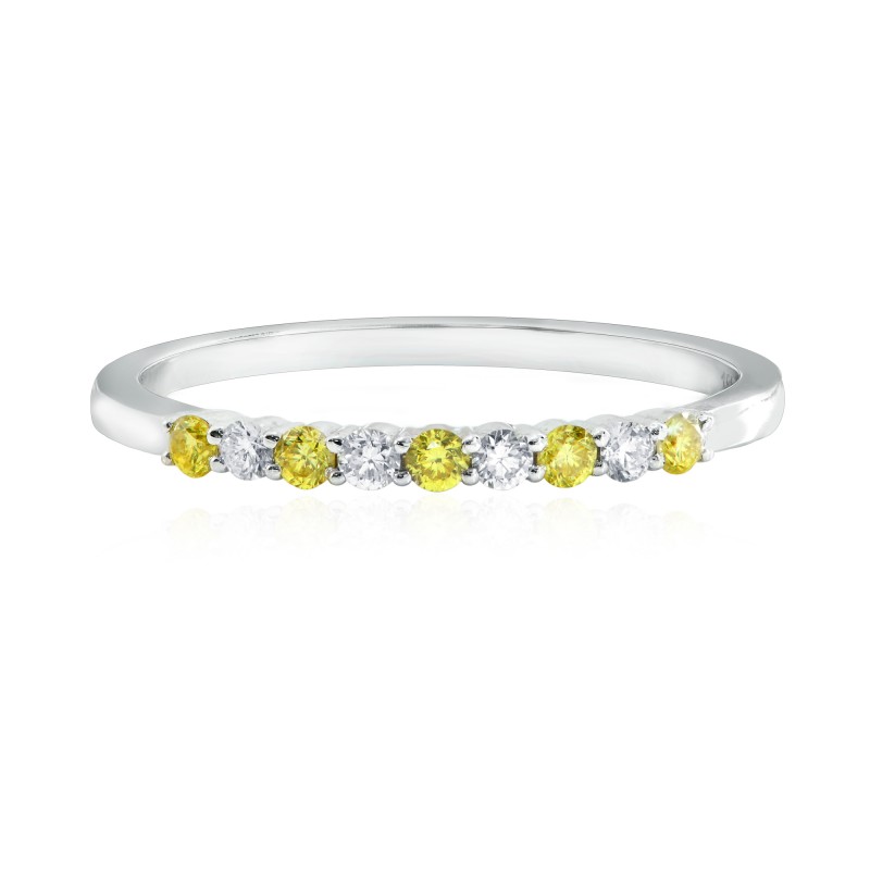Fancy Intense Yellow and White Diamond 9 Stone Stacking Band Ring, SKU 138136 (0.22Ct TW)