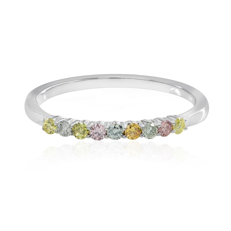 9 Stone Multicolored Diamond Stackable Band Ring, SKU 138142 (0.21Ct TW)