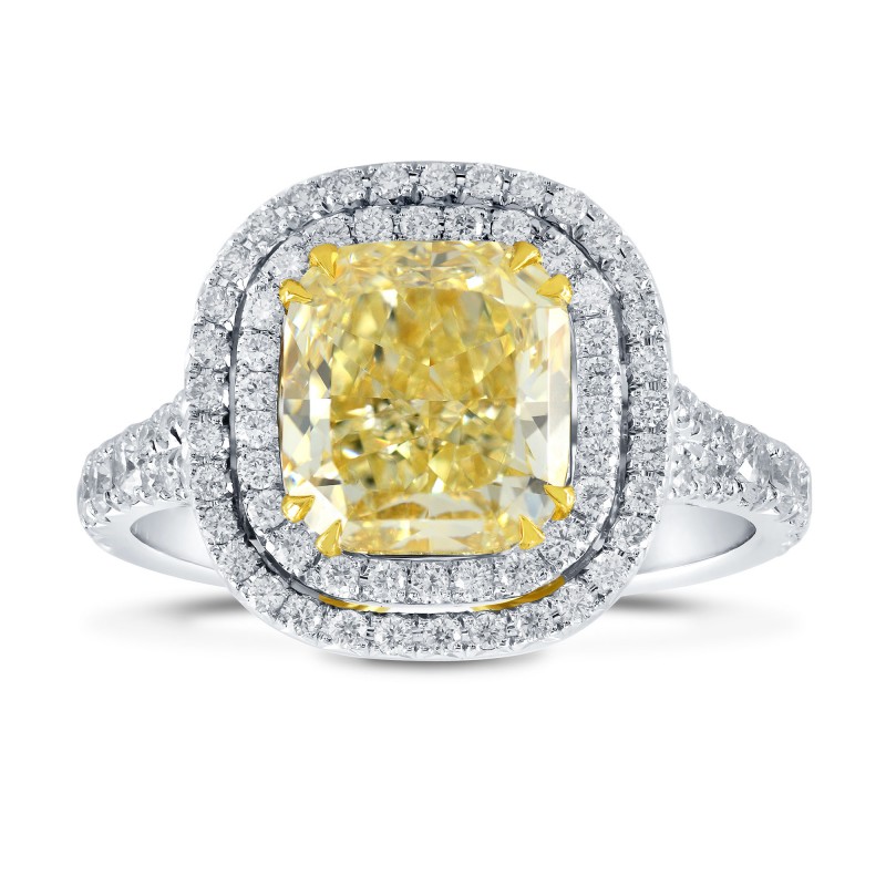 Fancy Yellow Cushion Diamond Halo Ring, SKU 142616 (3.18Ct TW)