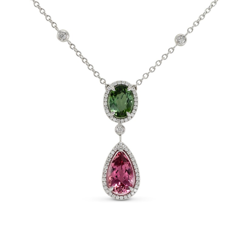 Green and Pink Tourmaline Diamond Pendant, ARTIKELNUMMER 144297 (3,90 Karat TW)
