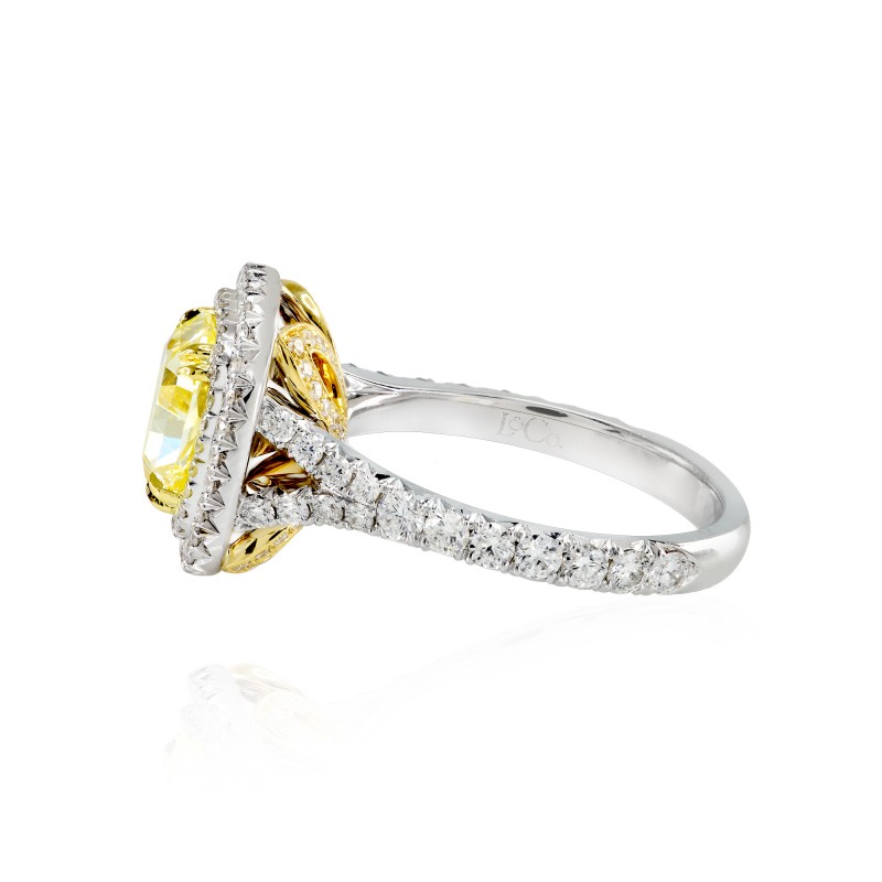 Fancy Yellow Radiant Diamond Double Halo Ring, SKU 144301 (3.30Ct TW)