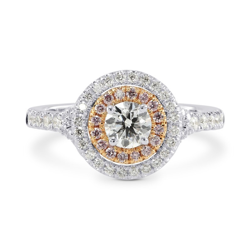 Round White and Pink Diamond Double Halo Ring, ARTIKELNUMMER 144857 (0,71 Karat TW)