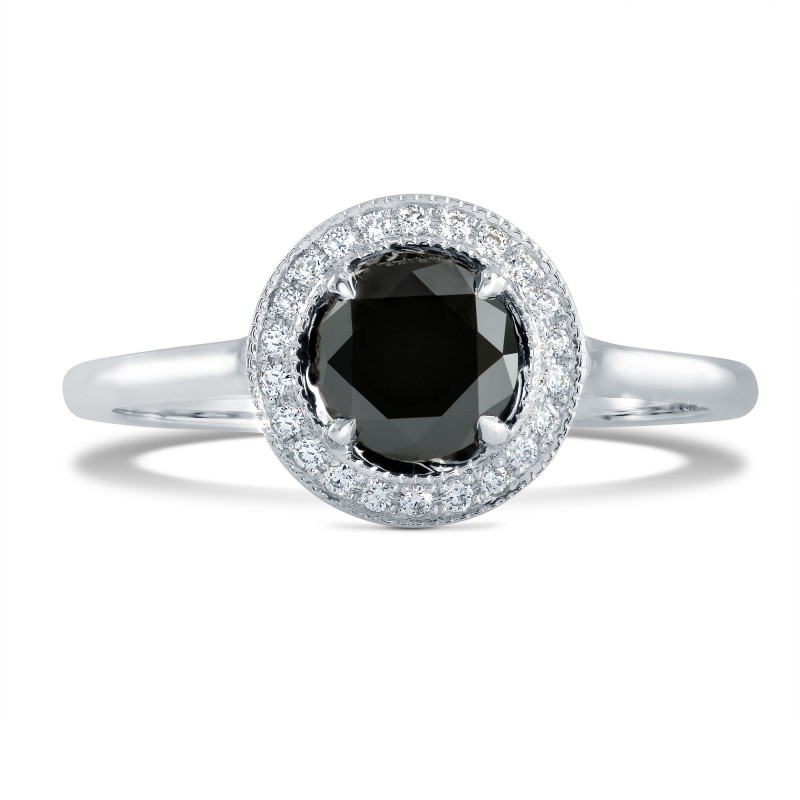 Round Fancy Black Diamond Halo Ring, SKU 147671 (0.10Ct TW)
