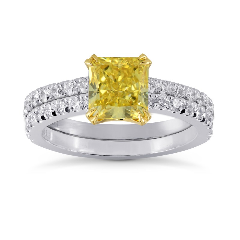 Fancy Vivid Yellow Radiant Diamond Wedding Ring Set, SKU 147727 (2.26Ct TW)