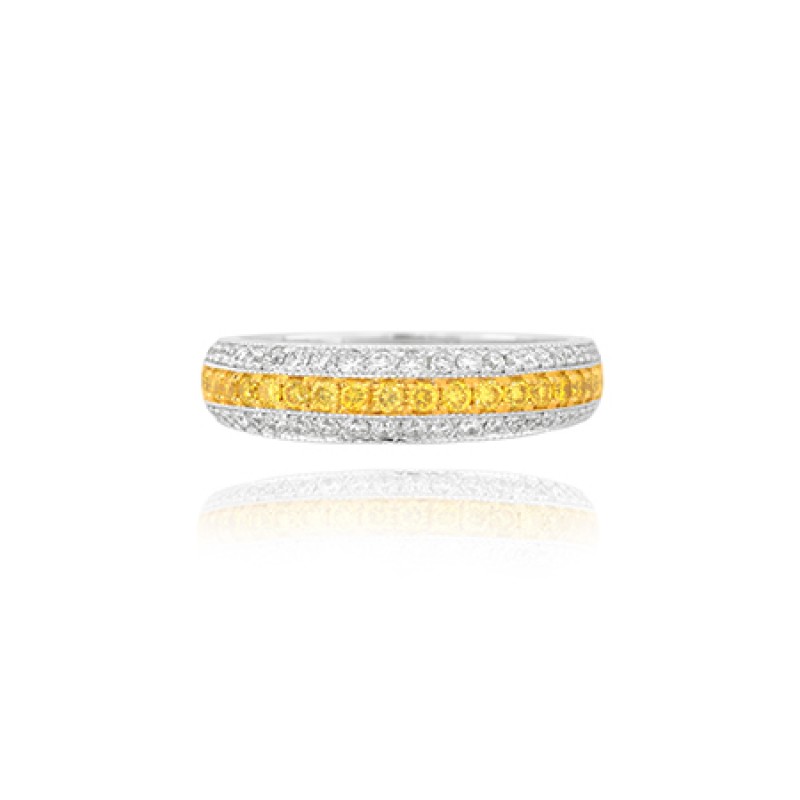 Fancy Intense Yellow and White Pave Diamond Milgrain Band Ring, ARTIKELNUMMER 150989 (0,62 Karat TW)