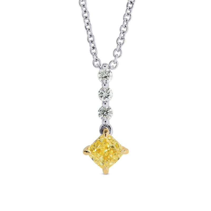 Fancy Intense Yellow Cushion Diamond Drop Pendant, SKU 152580 (0.60Ct TW)