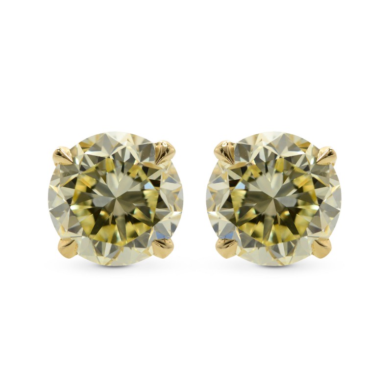 Fancy Yellow Round Diamond Stud Earrings, SKU 155098 (1.80Ct TW)