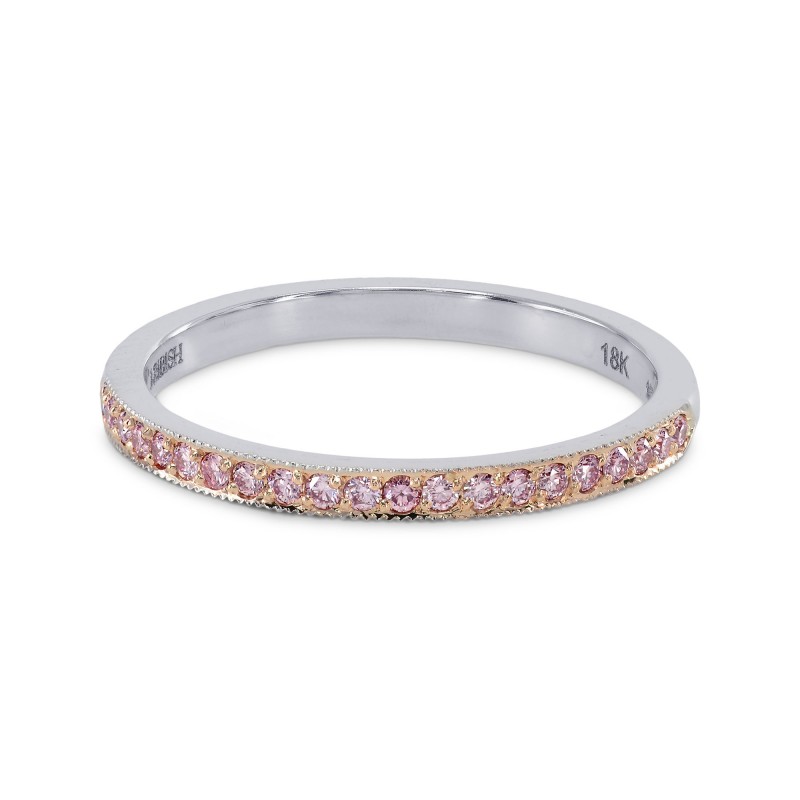 White & Rose Gold Fancy Pink Diamond Milgrain Band Ring, SKU 156156 (0.22Ct TW)