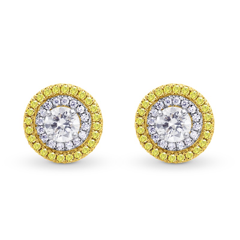 White and Fancy Intense Yellow Diamond Double Halo Earrings, ARTIKELNUMMER 156493 (1,12 Karat TW)
