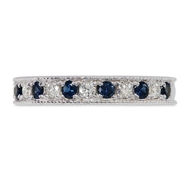 Milgrain Sapphire and Diamond Band Ring, ARTIKELNUMMER 157032 (0,56 Karat TW)