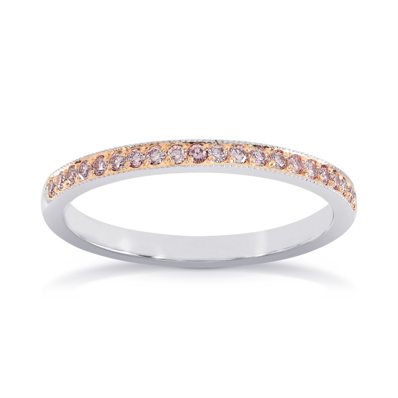 White & Rose Gold Fancy Pink Diamond Milgrain Band Ring, SKU 157536 (0.20Ct TW)