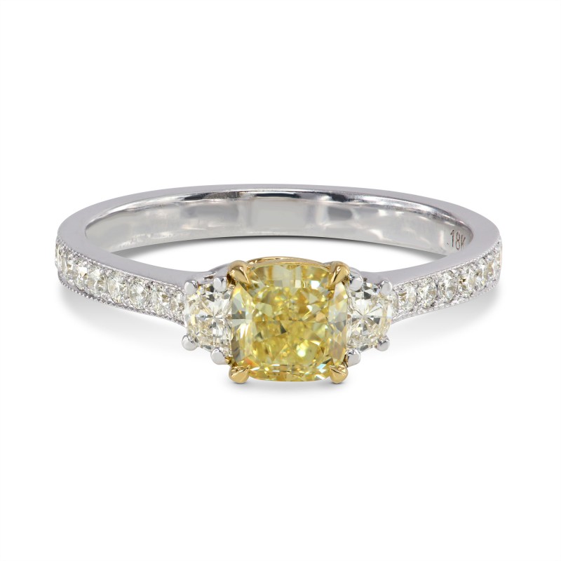 Fancy Yellow Cushion and Half-Moon Diamond Ring, SKU 158201 (1.54Ct TW)