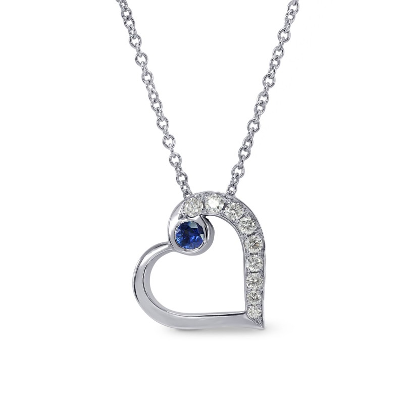 Sapphire & Diamond Heart Pendant, SKU 158364 (0.18Ct TW)
