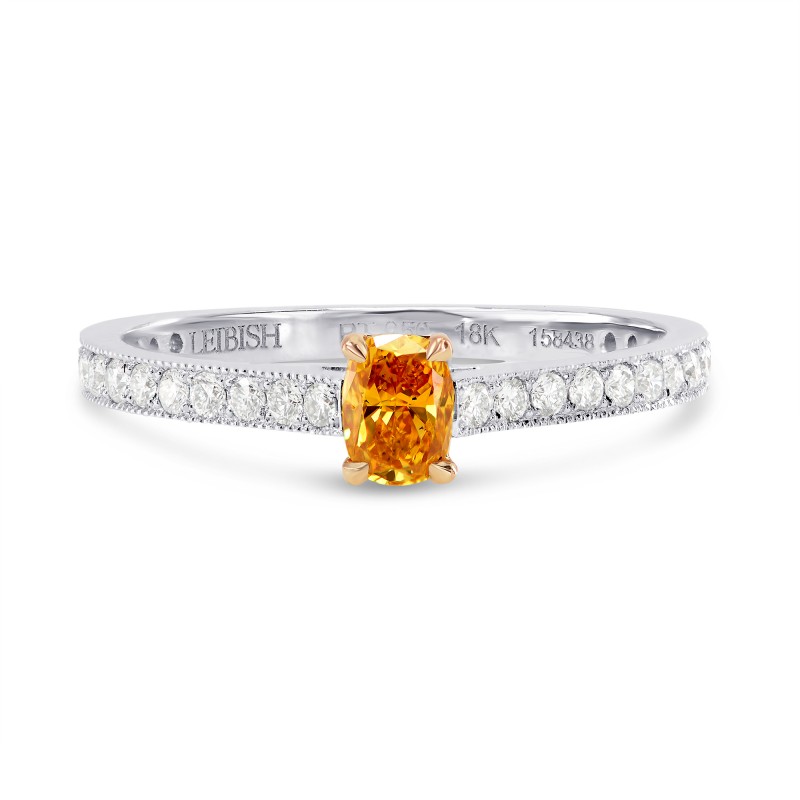 Fancy Vivid Orange Yellow Oval Diamond Ring, SKU 158438 (0.65Ct TW)