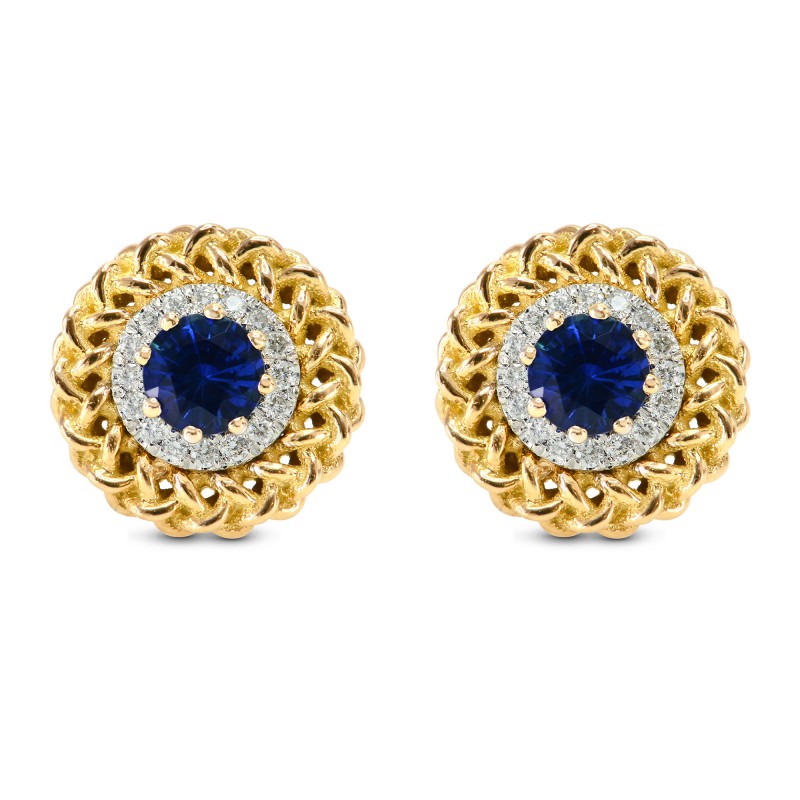 Sapphire & Diamond Designer Earrings, SKU 159779 (0.56Ct TW)