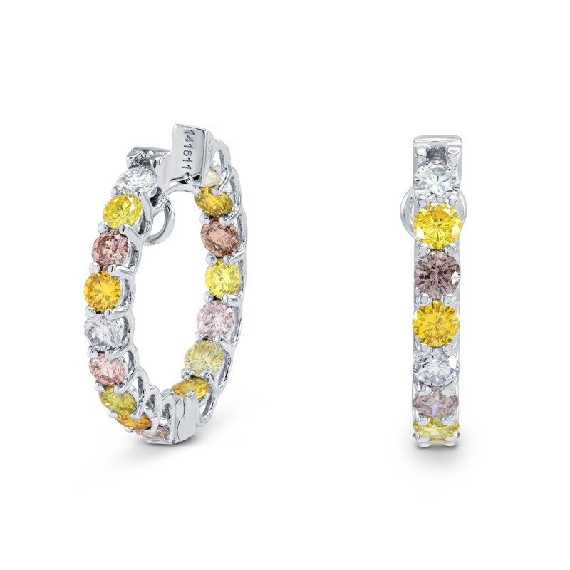 Multicolored Diamond Hoop Earrings, SKU 160165 (2.58Ct TW)