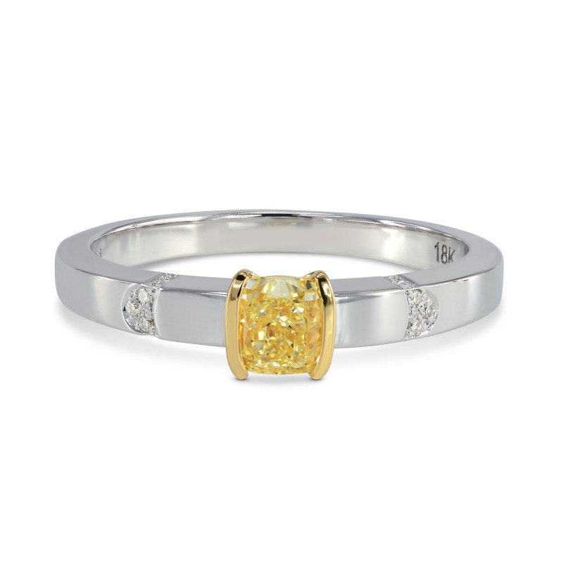 Fancy Yellow Cushion Diamond Ring, ARTIKELNUMMER 160977 (0,39 Karat TW)
