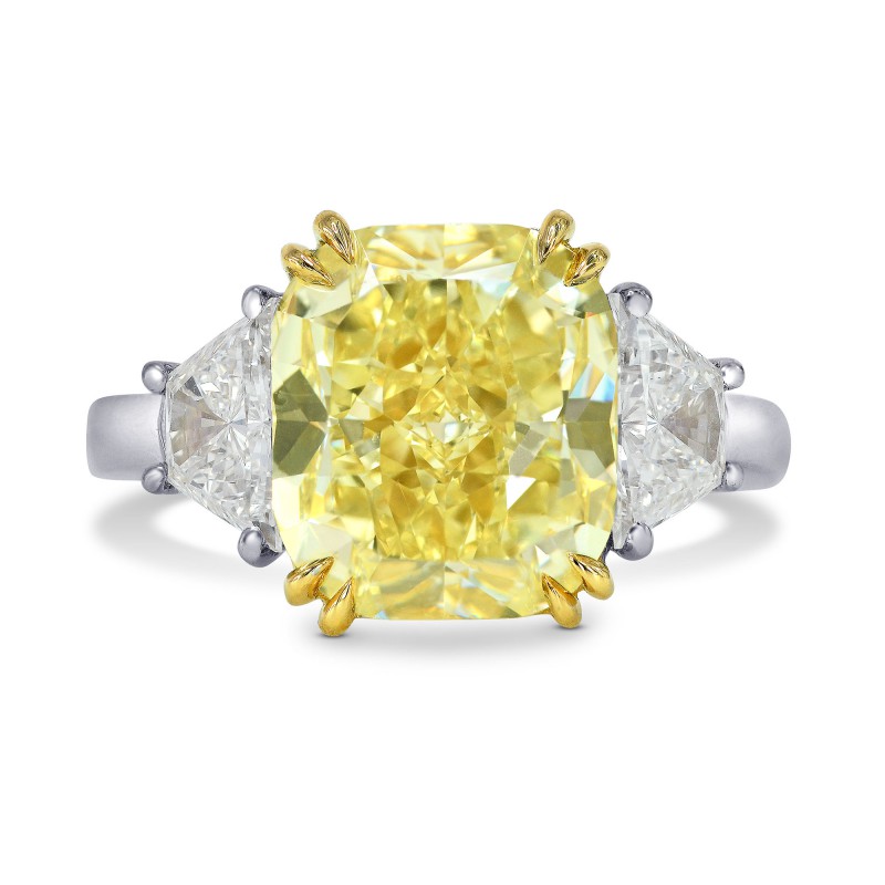 Fancy Yellow Cushion and Trapezoid Diamond Ring, SKU 163559 (6.38Ct TW)