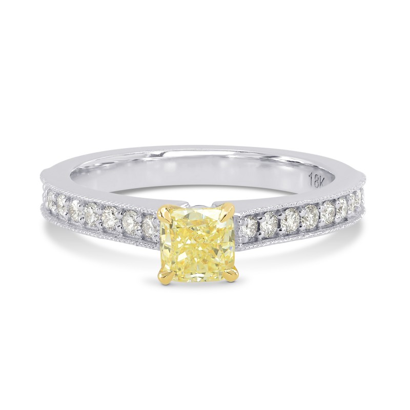 Fancy Yellow Cushion Diamond Ring, SKU 164317 (0.76Ct TW)
