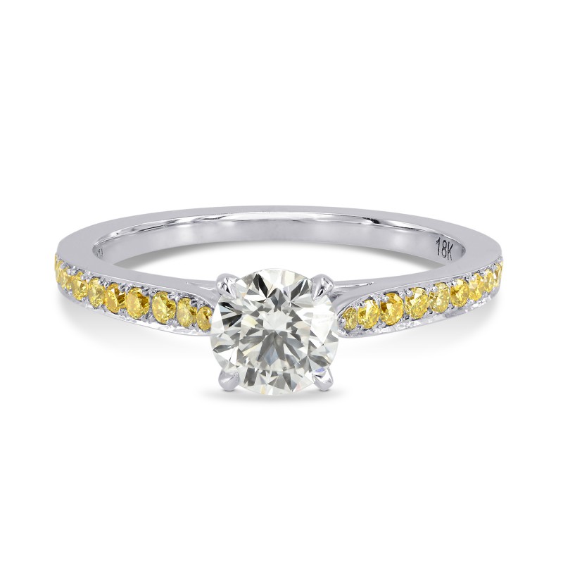 Round White and Fancy Intense Yellow Diamond Pave Engagement Ring, ARTIKELNUMMER 164329 (0,71 Karat TW)