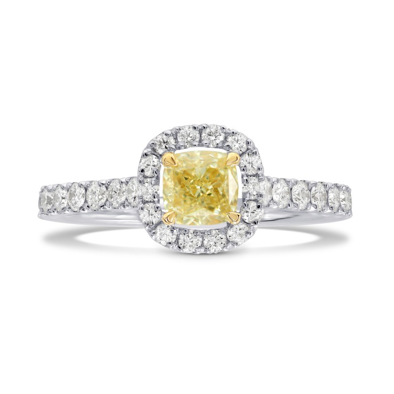 Fancy Yellow Cushion Diamond Halo Ring, SKU 165756 (0.98Ct TW)