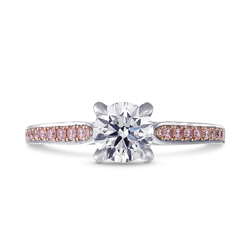 Round White and Pink Diamond Pave Engagement Ring, SKU 165874 (0.69Ct TW)
