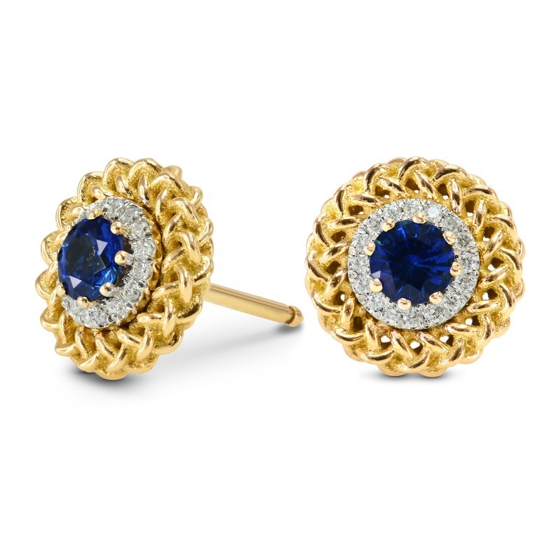 Sapphire & Diamond Designer Stud Earrings, SKU 166373 (0.51Ct TW)