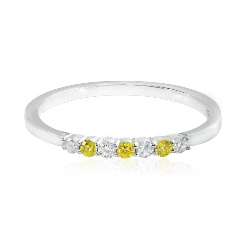 Fancy Vivid Yellow and White Diamond 7 Stone Stacking Band Ring, SKU 166380 (0.15Ct TW)