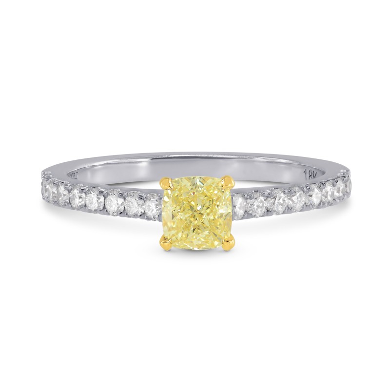 Fancy Yellow Cushion Diamond Side-stone Ring, SKU 166760 (0.79Ct TW)