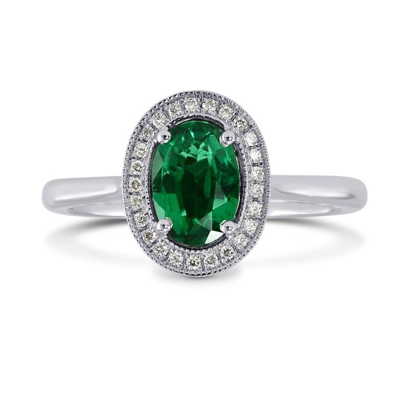 Oval Green Emerald & Diamond Engagement Ring, ARTIKELNUMMER 170558 (0,64 Karat TW)