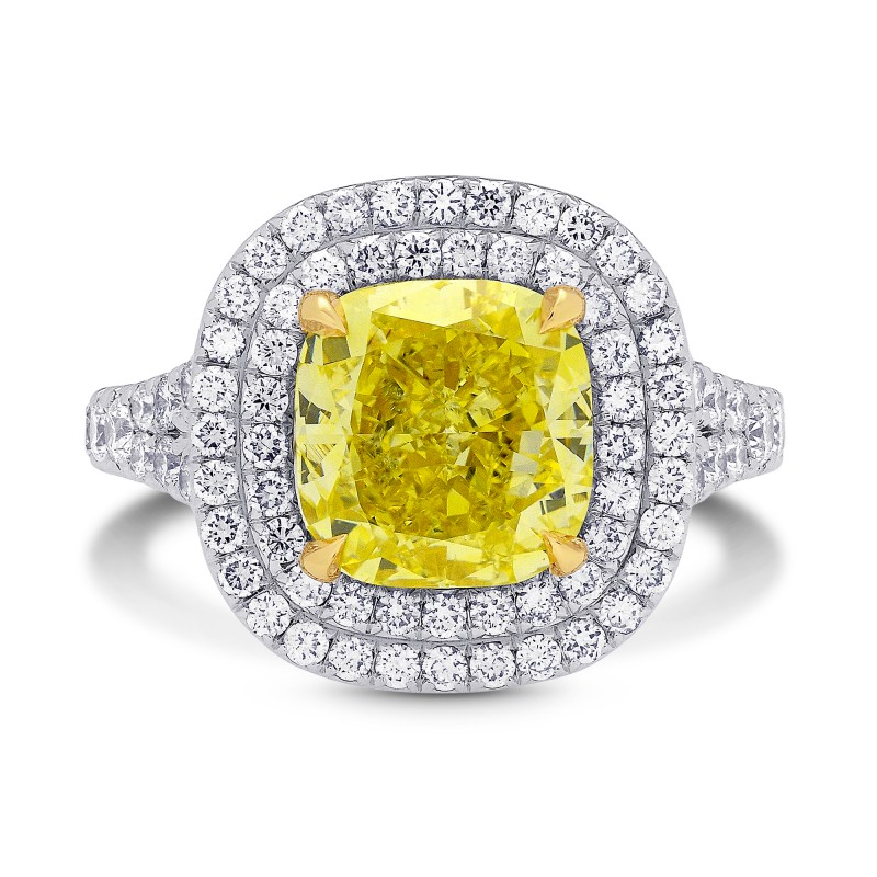 Fancy Vivid Yellow Double Halo Ring, SKU 172667 (3.54Ct TW)