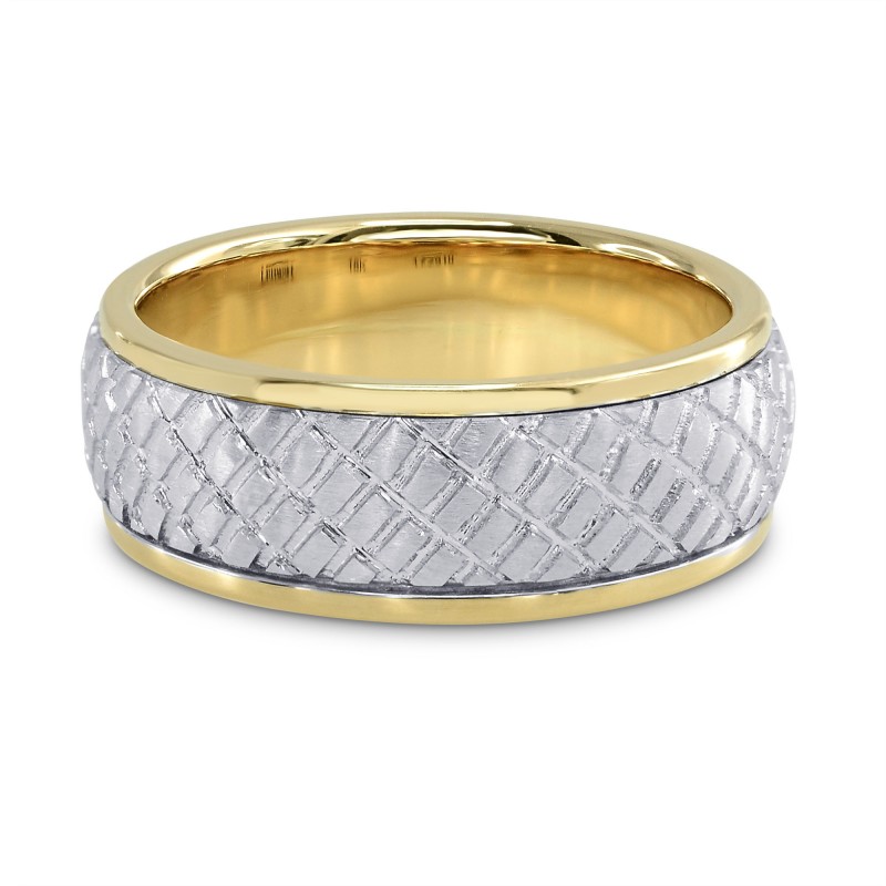 White and Gold Designer Wedding Band Ring, SKU 172910