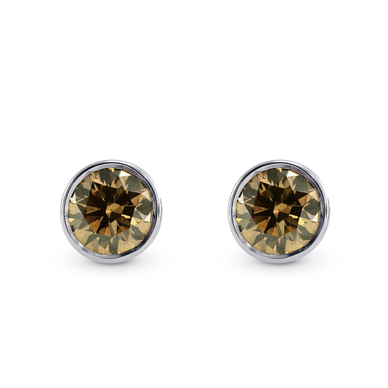 Fancy Deep Orange Brown Diamond Stud Earrings, SKU 173111 (0.55Ct TW)