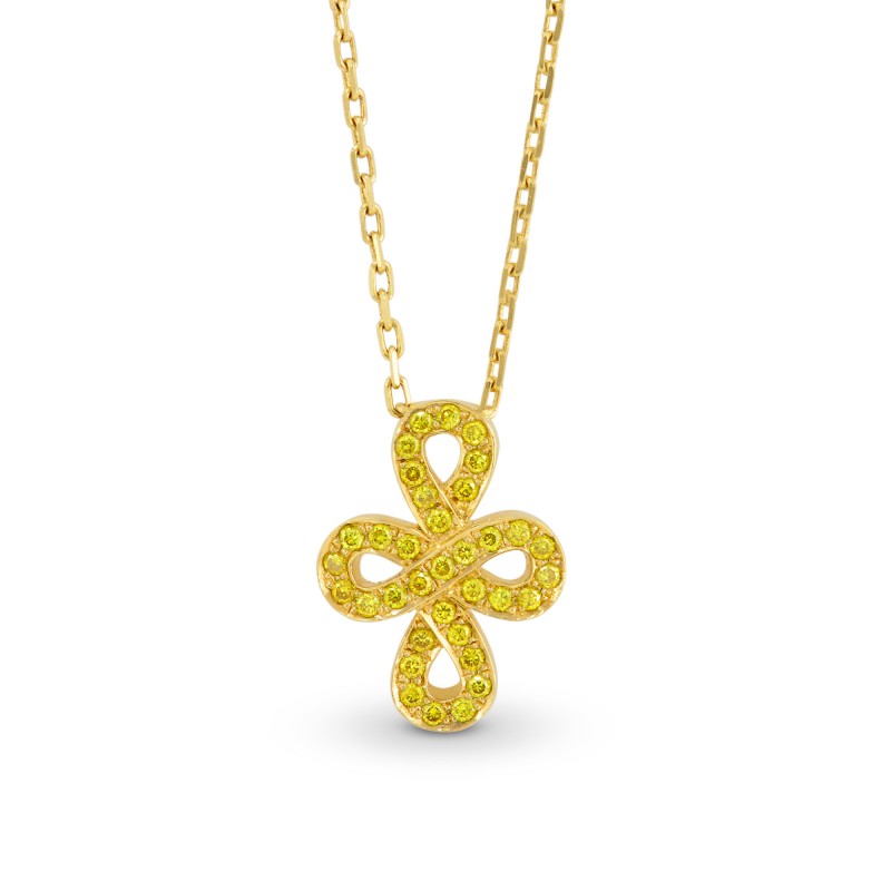 Fancy Vivid Yellow Figure of Eight pave pendant and chain, SKU 17328 (0.14Ct)