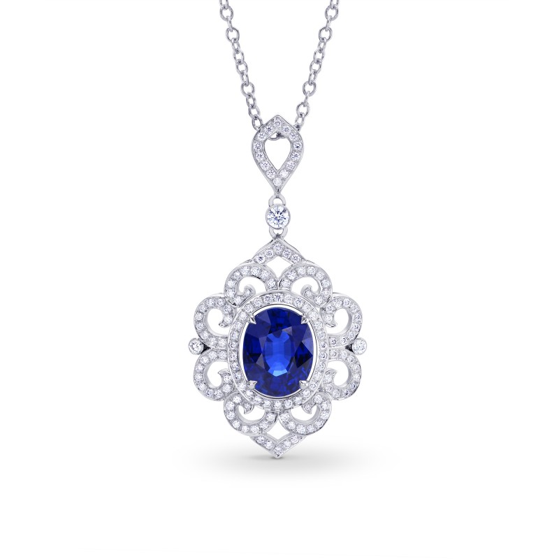 Natural Unheated Oval Sapphire & Diamond Pendant, SKU 175661 (3.77Ct TW)