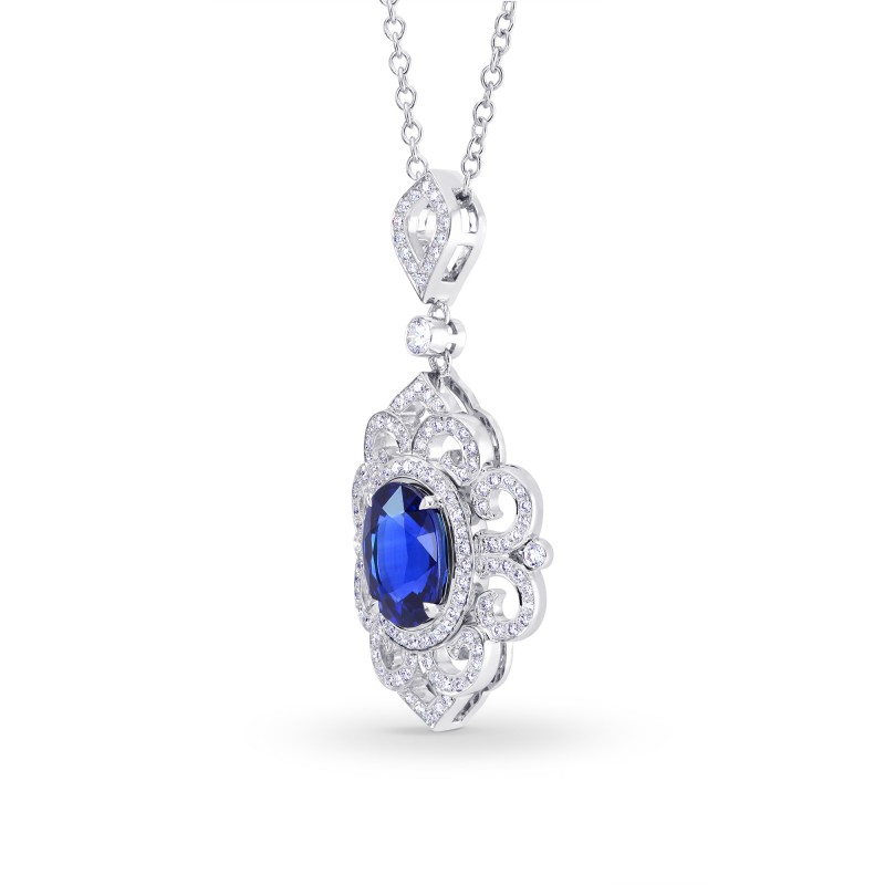 Natural Unheated Oval Sapphire & Diamond Pendant, SKU 175661 (3.77Ct TW)